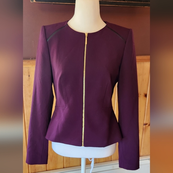 Calvin Klein Petite Workwear Laux Jacket Work Jacket Plum Purple Size 8P - Picture 2 of 12